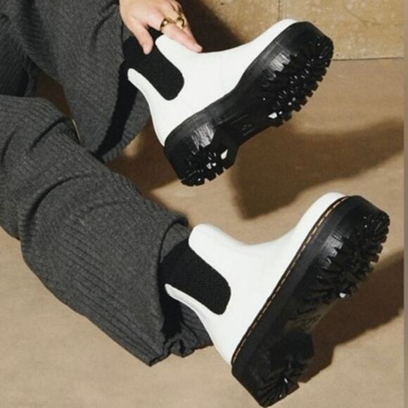 Dr. Martens 2976 Quad Platform Chelsea Boots In White - Picture 1 of 10